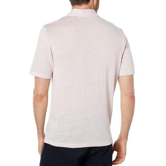 Vince Linen Short Sleeve Polo in Rosewater - Picture 3 of 11